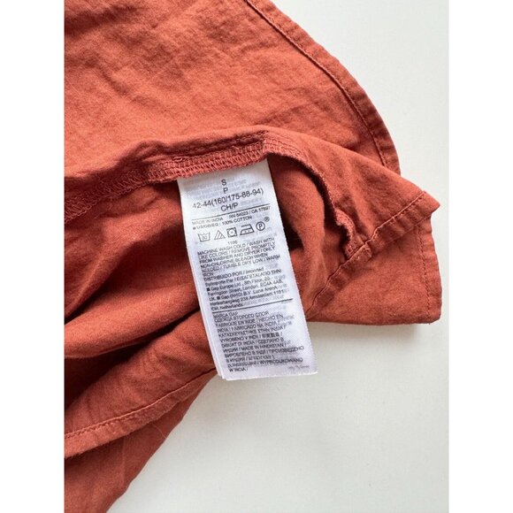 GAP Flutter Sleeve Cinch Waist Copper Beach Brown Cotton Mini Dress, Size S - Picture 11 of 13